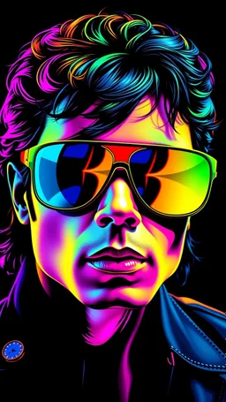 WPAP Pop art style Accurate Michael Jackson Sunglasses outside emboss 3d shiny cubis mirrors glass minimalist Neo Surrealisme Unique surrealistic artwork brutal multicolor neon colors,find details,UHD neons,black background