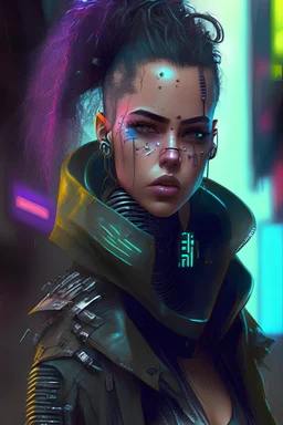 cyberpunk character with lisette olivera-like features