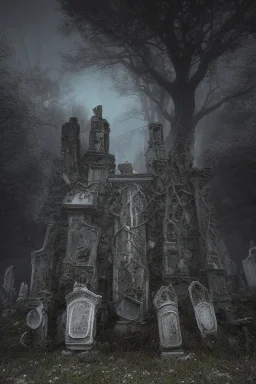 Step into the ethereal realm of an ancient graveyard, where time stands still and spirits linger. Broken tombstones, weathered by the passage of centuries, bear witness to forgotten lives. Hauntingly beautiful, the scene captures the eerie allure of the afterlife, with ghosts shrouded in the shadows, whispering secrets lost to time.Dark and Surreal Impressionism.