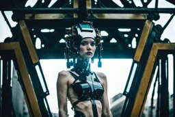 Lush Void: The Solarpunk Women Robot, Underpunk, imperfection, natural lighting, cinematic, Fuji Film, Anamorphic lens, 2040s, deep depth of field, Solarpunk