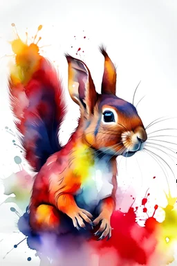 Watercolor abstract squirrel