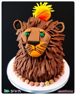 Lion king model made of chocolate cake with smarties