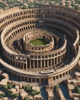 Coliseo romano,calidad ultra, arte digital, hiperdetallada, hiperrrealista, 8k 3D, vista aérea