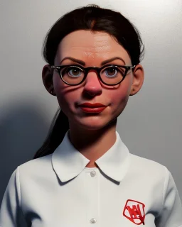 waitress woman muppet head, skin body, skin arms, concept art, retro style, smooth, unreal engine 5, god lights, ray tracing, RTX, lumen lighting, ultra detail, volumetric lighting, 3d.