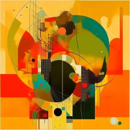 Abstract surrealist painting, Offsetting deconstructed eulogies of geometry, Braille patterns, abstract surrealism, by Graham Sutherland and Victor Pasmore and Dave McKean, mind-bending illustration, asymmetric, Braille code characters, UV x-ray warm colors