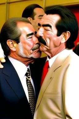 saddam hussein kissing george w bush