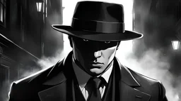 highly detailed eyes and lips; ,a figure in a fedora and tailored suit holds two menacing pistols, exuding an air of danger. Their eyes concealed in shadows, the cold steel of the guns catches a glimmer of light. The noir-style thumbnail captures the essence of a ruthless mafia killer, ready for action in the gritty underworld. with highly detailed hand, highly detailed fingers, high quality, 8K, wide view