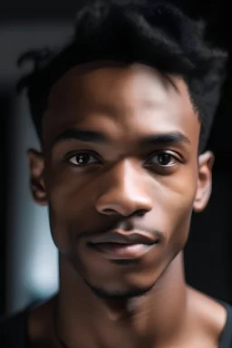 Um homem, cabelos morenos, na casa dos 20 anos, brasileiro e com o queixo definido, agora o faça com pele morena e com o cabelo corta em low fade