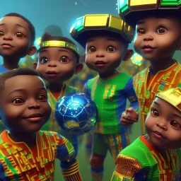 kente scene, octane render, high detail, smiling boys