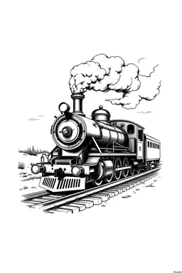 Steam locomotive Hand drawn sketch vector illustration in vintage engraving style