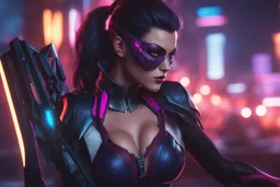 Widowmaker in 8k arcane cgi artstyle, spider them, neon effect, close picture, full body, apocalypse, intricate details, highly detailed, high details, detailed portrait, masterpiece,ultra detailed, ultra quality