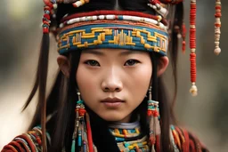 photo of slim 24 year old fair-skinned China Miao tribe girl