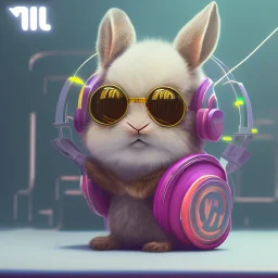 pixar style anamorphic cute rabbit baby, smiling, cyberpunk headphone, sunglass, gangsta gold neckless, full body, magenta puffer jacket, manila city backdrop, dramatic lighting, hyper realistic, unreal engine 5, 16k