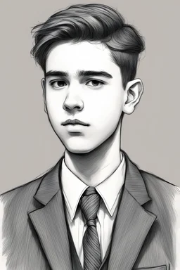 A sketch of a teenager wearing a suit