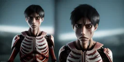 eren jäger, attack on titan, anime, 8k sharp, skeleton, titan, extremely detailed