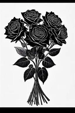 Dead black roses bouquet Black And White Graphic
