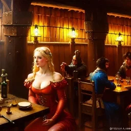 fullbody portrait 'beautiful face blonde massiveboobs medieval wench on tavern in medieval city',painting by gaston bussiere, greg rutkowski, yoji shinkawa, yoshitaka amano, tsutomu nihei, donato giancola, tim hildebrandt, oil on canvas, cinematic composition,sharp image, extreme detail,((fit full head inside picture)),32k