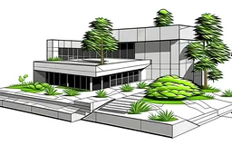 ESCUELA CON VOLADO PLANTAS Y VEGETACION NATURAL ROCA