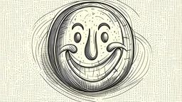 volleyball with a smily face drawn on it. Hand drawn illustration