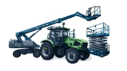 a generic Boom-lift, tractor and scissor-lift on a white background. Smooth vector