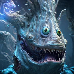 fluid ink angler fish creature, unreal engine 5, 8k resolution, photorealistic, ultra detailed