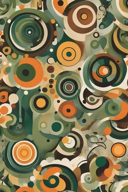 repeating patterns for wallpaper in the styles of Wassily Kandinsky with earthy tones including green and orange