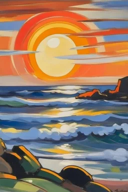 seascape with sunset by Samuel John Peploe