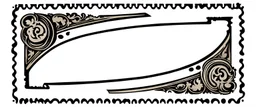 an old engraved stamp with decorative corner elements in the top left and bottom right. add extra elements and color from antique printing