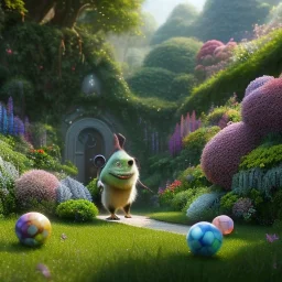 pixar style, volumetric summer garden environment and background, realistic painting of Nike sneaker, looking excited, volumetric lighting, dramatic lighting, detailed digital painting, extreme dense and fine fur, anime, ornate, colour-washed colors, elegant, small minutiae, tiny features, particulars, centered, smooth, sharp focus, renderman gofur render, 8k, uhd, detailed eyes, realistic shaded volumetric lighting, sunlight caustics, backlight, centered camera view