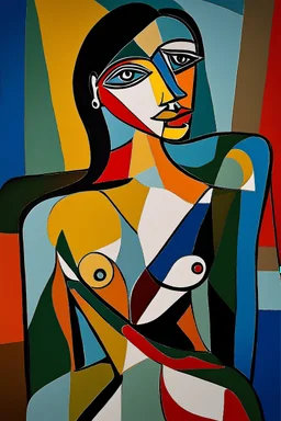 abstract paint pablo picasso nude woman, oil on table, face