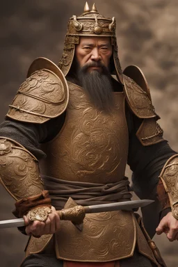 Close-up of a warrior the 1200s and a Mongol warriors portrait , strong athletic build