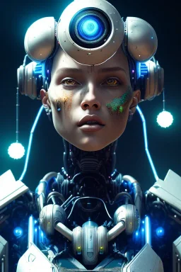 portrait,beautiful african robot, post-apocalyptic in a cyberpunk city, realistic, intriacte detail, sci-fi fantasy style, volumetric lighting, particales,highly detailed,cinamatic, deep colours,8k