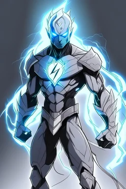 a drawing character that can control lighting and hes a superhero, hes kinda see through , and has a grey skin tone, and has a GYATT he has lightning surrounding him