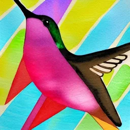 hummingbird geometric abstract watercolor