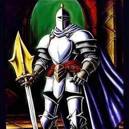 90's TCG art retro fantasy art of white knight