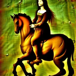 portrait of a horse riding by Leonardo da Vinci style