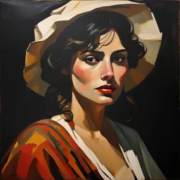 Painting by Francisco pons arnau vintage avant garde sultry peasant woman pov low shot editorial wild chiaroscuro
