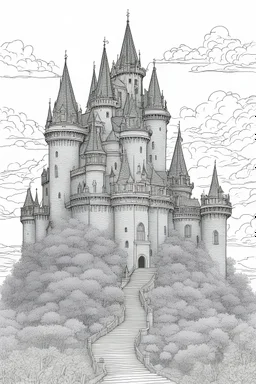 black and white vector drawing for coloring. the Royal Castle. Clear lines, contour lines.