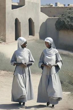 fucilazione di suore africane con tunica grigia giornata di sole soldato giovane