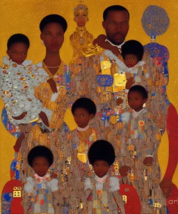 royal African American young family portrait by Gustav Klimt