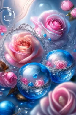 MAGIC ROSE balls,gusts of wind,spiral, patterns ,silver pink blue, composition,flowers,pearls, silk,colored ribbons ,realistic,macro,delicate colors grace, transparent,aesthetically pleasing,hyper detailed,unusual,combination is extremely beautiful,drawing details ,magic,aesthetics, bright light, clarity,fantastically,,close-up, filigree,pastel,watercolor,detailed drawing..,hyperdetalization,surrealism,glitter,5d ,transparent details,futuristic,best quality.