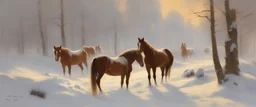 horses in snow by Z.S. Liang