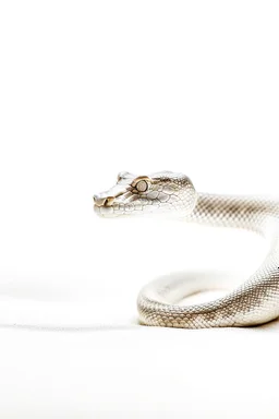 All white textured cobra snake rising her head up , in a white background desert sands
