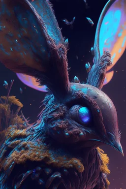 bunny bird alien,FHD, detailed matte painting, deep color, fantastical, intricate detail, splash screen, complementary colors, fantasy concept art, 32k resolution trending on Artstation Unreal Engine 5
