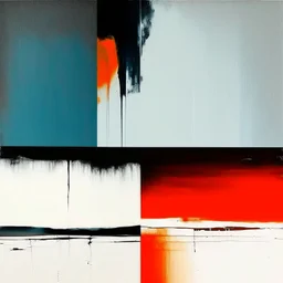 a contemporary minimalist abstract desolate flat landscape. large brush strokes and dripping paint. In style of Justin Mortimer and Phil Hale.