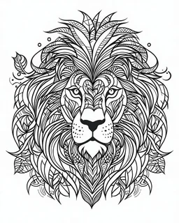 lion tattoo idea, line art, background, vector, svg, coloring book page style, black outline on white background, leave plenty of white space beetween lines for coloring, minimalist, tattoo style, tattoo idea