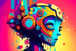 a colorful and cartoon style image of AI