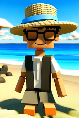 rich roblox avatar in a beach