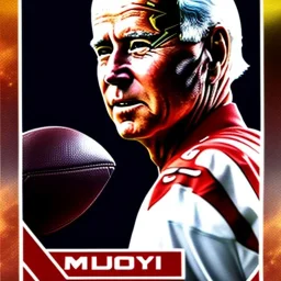 Full view Biden as a football player trading card helmet