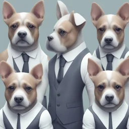 make one realistic business dog that is made of shapes and has a suit on looks a little like crystals with arms mindst 2048 x 1152 pixels og højst 6 MB